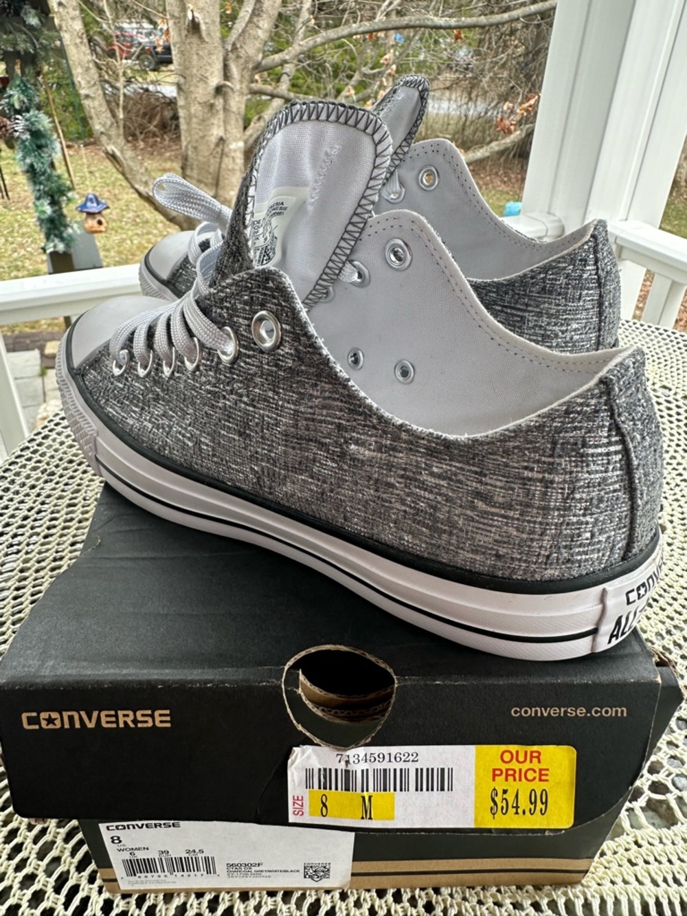 Converse Low Top Sneakers in Charcoal Heather and White - Picture 4 of 10